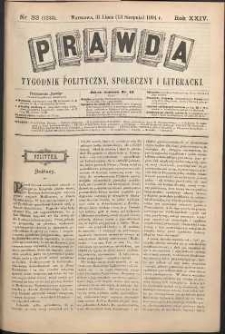 Prawda : tygodnik polityczny, społeczny i literacki, 1904, R. 24, nr 33