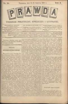 Prawda : tygodnik polityczny, społeczny i literacki, 1890, R. 10, nr 24
