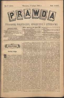 Prawda : tygodnik polityczny, społeczny i literacki, 1906, R. 26, nr 7