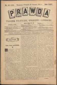 Prawda : tygodnik polityczny, społeczny i literacki, 1905, R. 25, nr 35