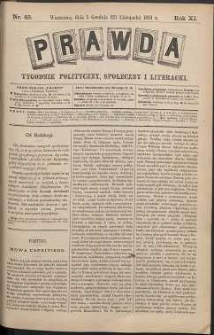 Prawda : tygodnik polityczny, społeczny i literacki, 1891, R. 11, nr 49