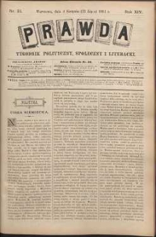 Prawda : tygodnik polityczny, społeczny i literacki, 1894, R. 14, nr 31