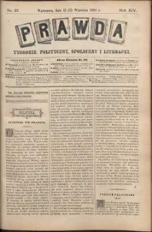 Prawda : tygodnik polityczny, społeczny i literacki, 1894, R. 14, nr 37