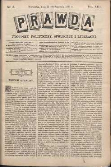 Prawda : tygodnik polityczny, społeczny i literacki, 1893, R. 13, nr 3