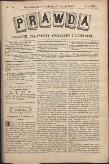 Prawda : tygodnik polityczny, społeczny i literacki, 1893, R. 13, nr 14