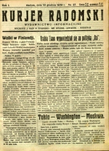 Kurier Radomski, 1939, R. 1, nr 27