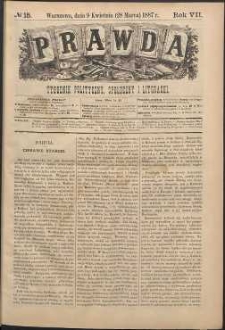 Prawda : tygodnik polityczny, społeczny i literacki, 1887, R. 7, nr 15