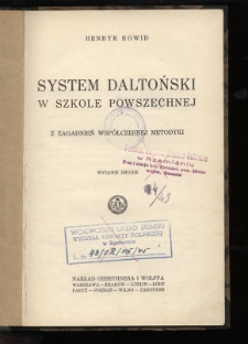 System daltoński w szkole powszechnej : z zagadnień współczesnej metodyki