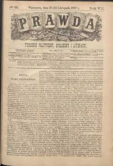 Prawda : tygodnik polityczny, społeczny i literacki, 1887, R. 7, nr 48