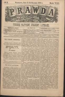 Prawda : tygodnik polityczny, społeczny i literacki, 1888, R. 8, nr 3