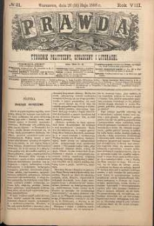 Prawda : tygodnik polityczny, społeczny i literacki, 1888, R. 8, nr 21