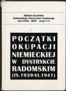 Biuletyn Kwartalny Radomskiego Towarzystwa Naukowego, 2001, T. 36, z. 1-4